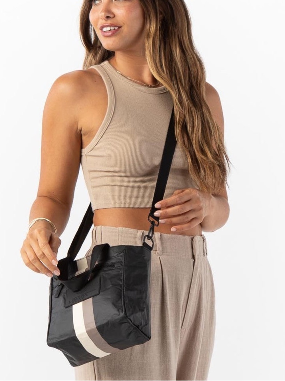 ALOHA Collection Le Voyageur crossbody bag Caffe On Black Color - Picture 4 of 14